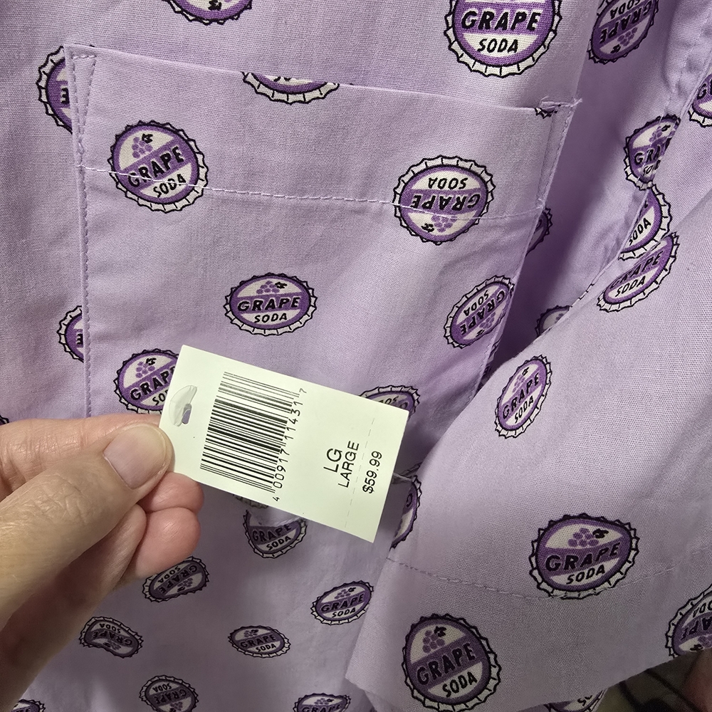 Disney Parks Pixar UP Grape Soda Button Up Camp shirt Sz L - Picture 6 of 6